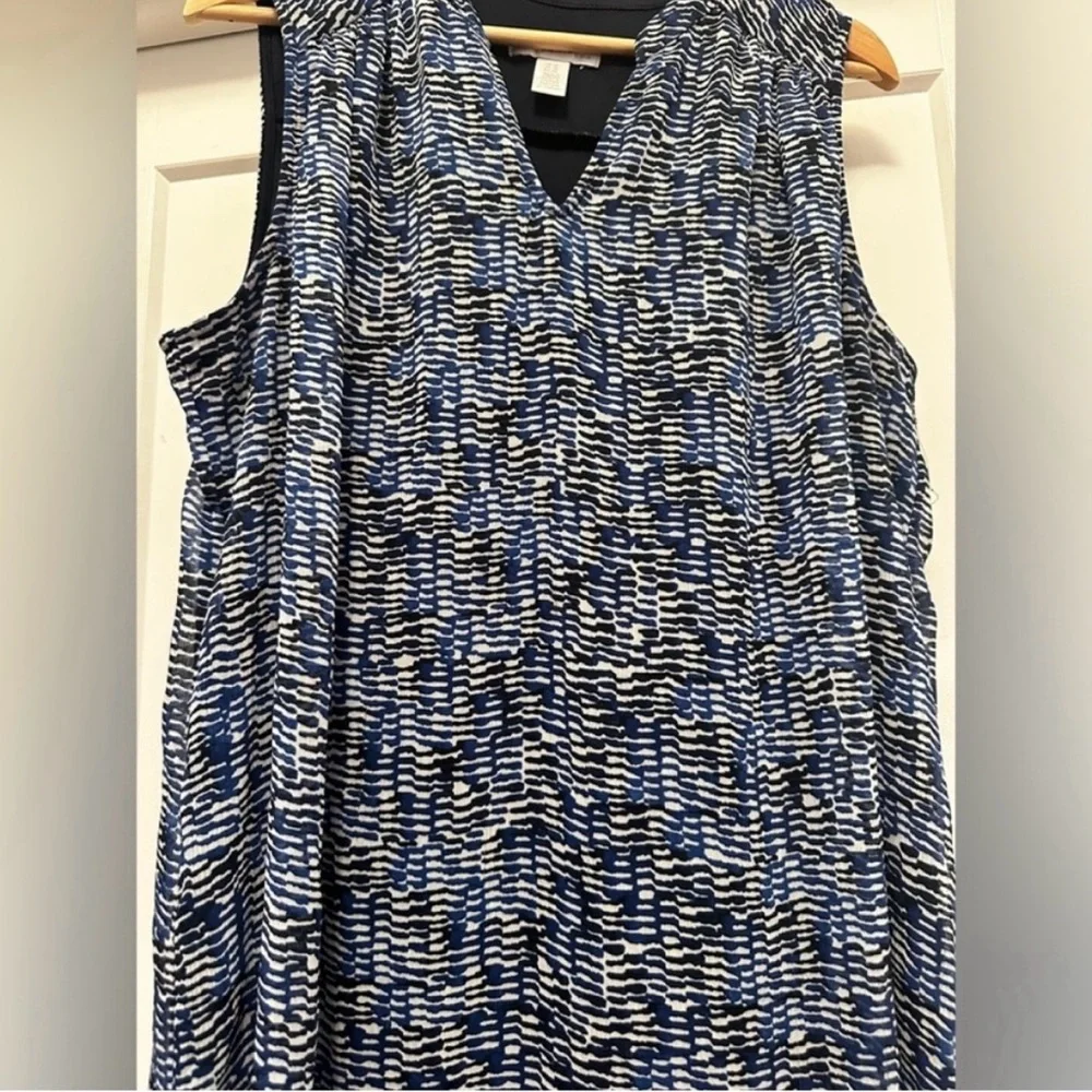 🦋Blue, Black, and White LONDON TIMES Sleeveless Dress - Size 14